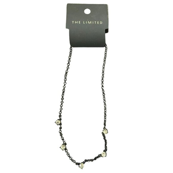 The Limited Black Chain Choker Necklace With Clear Rhinestone Accents - Picture 1 of 5